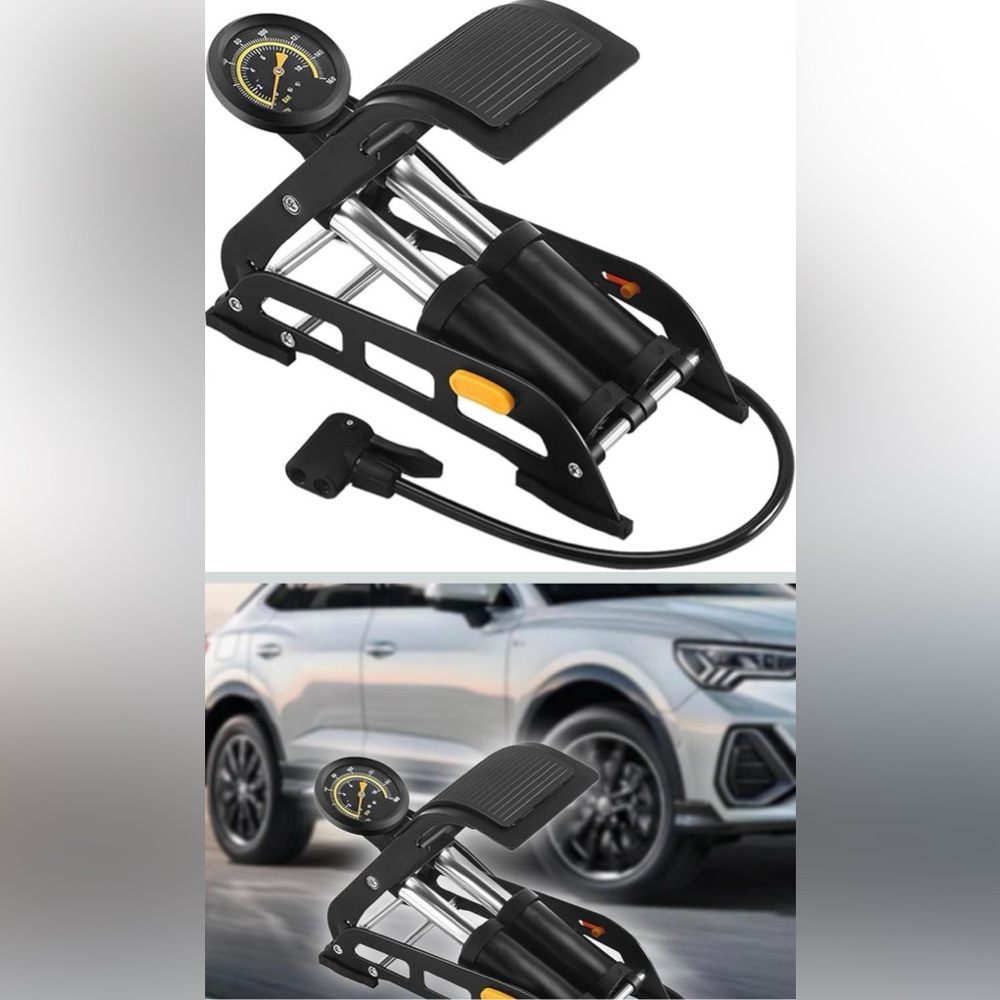 Brand New Foot Pump Portable Bike/Motor/Car High Pressure 200PSI Gauge